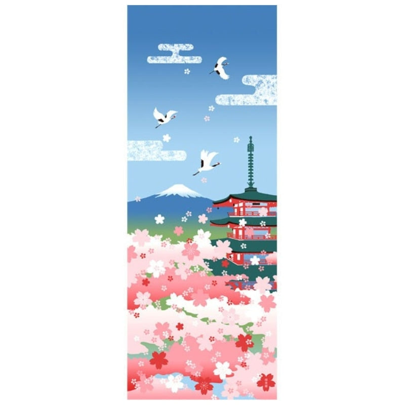 Japanese Tenugui Blossom &amp; Fuji