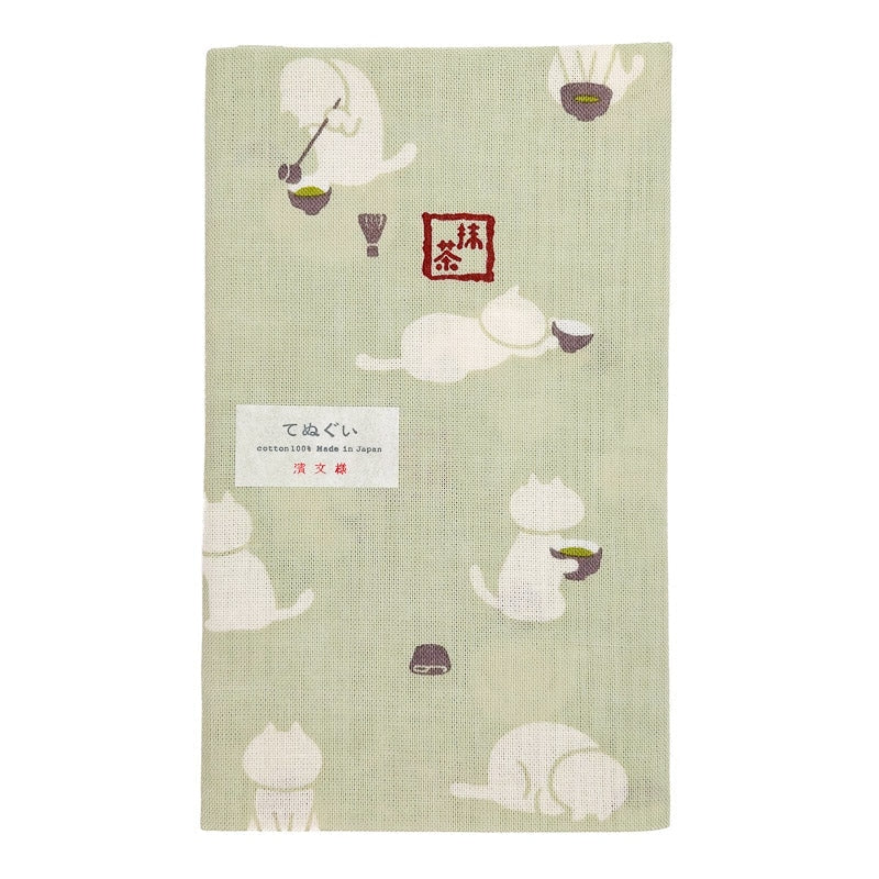 Tenugui Cloth Matcha Cat