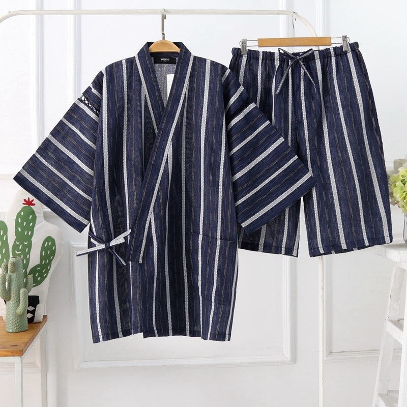 Traditional Men’s Jinbei Blue/White Striped / M