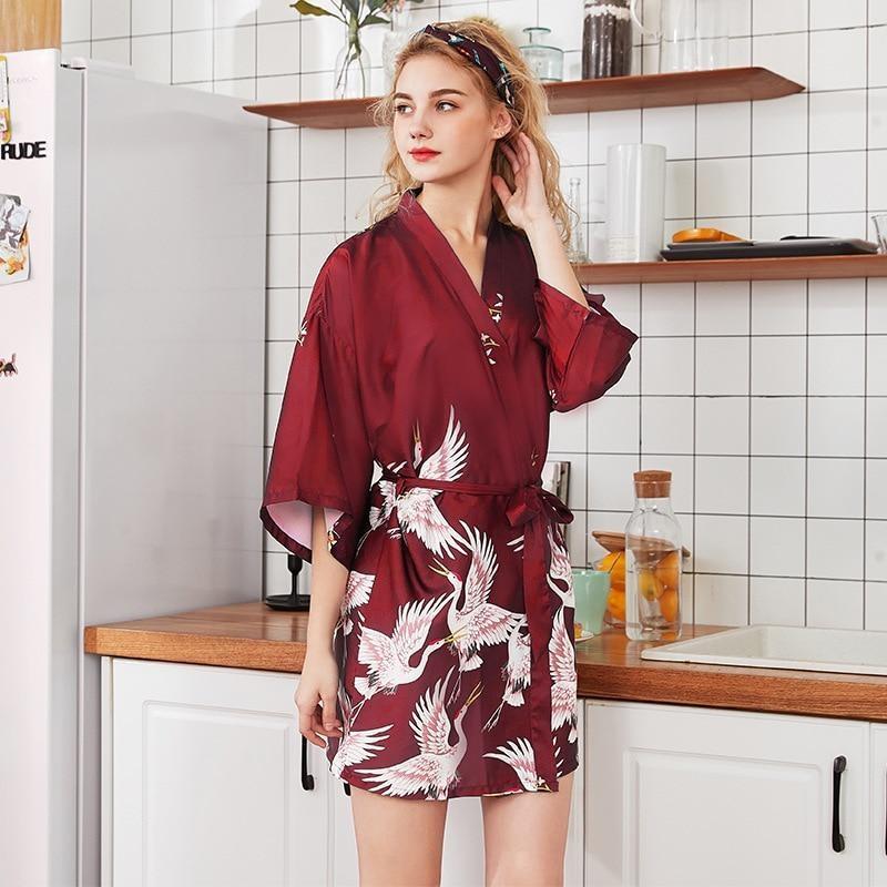 Women’s Kimono Pajamas - Burgundy M
