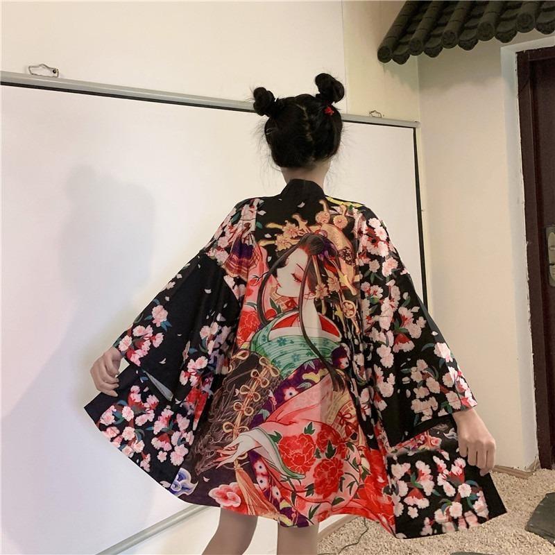 Womens Short Kimono - Maiko Black / One Size