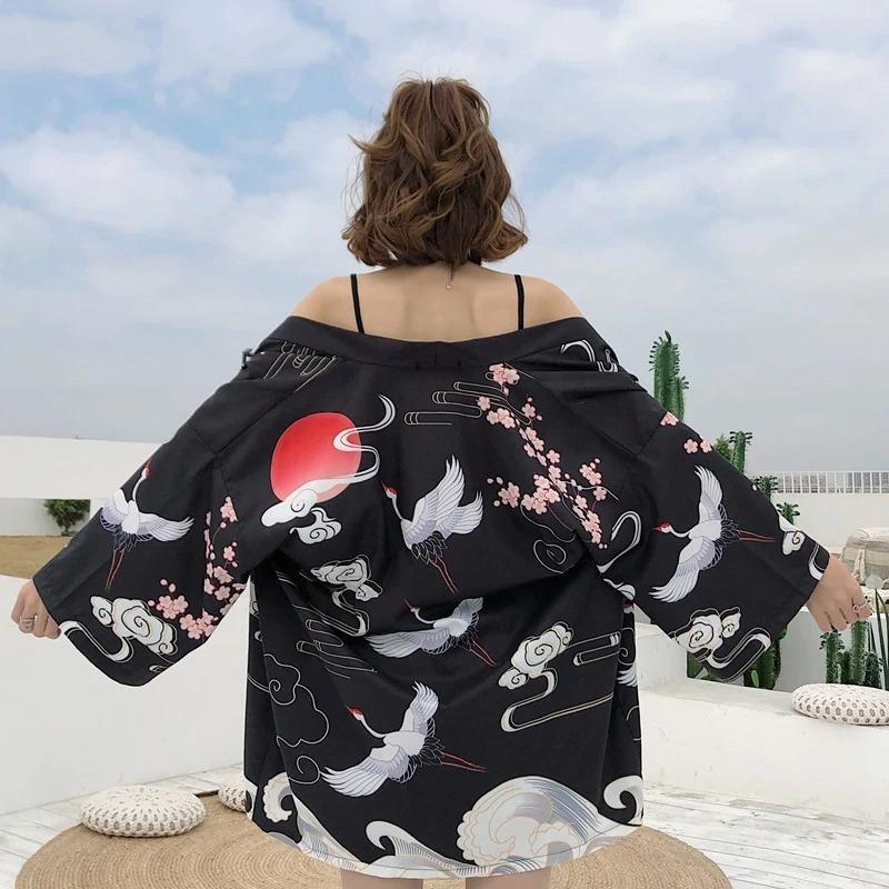 Womens Summer Kimono Black / One Size