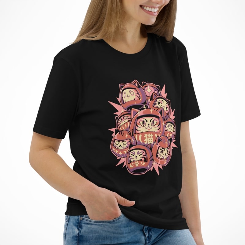 Japanese Cat T-Shirt - Daruma Cat