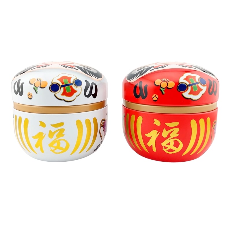 Set of 2 Metal Tea Tins - Daruma