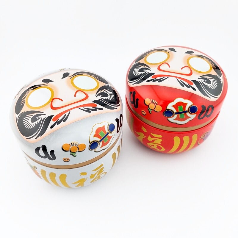 Set of 2 Metal Tea Tins - Daruma