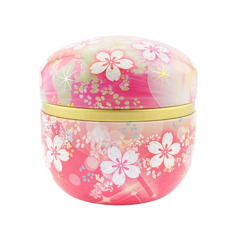 Pink Flowered Metal Tea Caddy