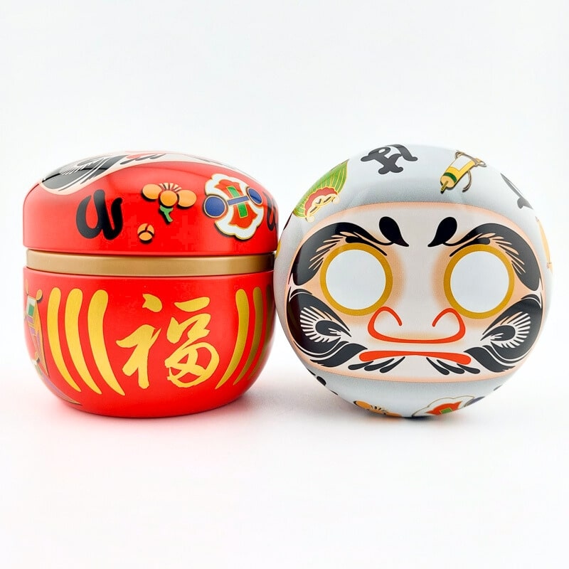 Set of 2 Metal Tea Tins - Daruma