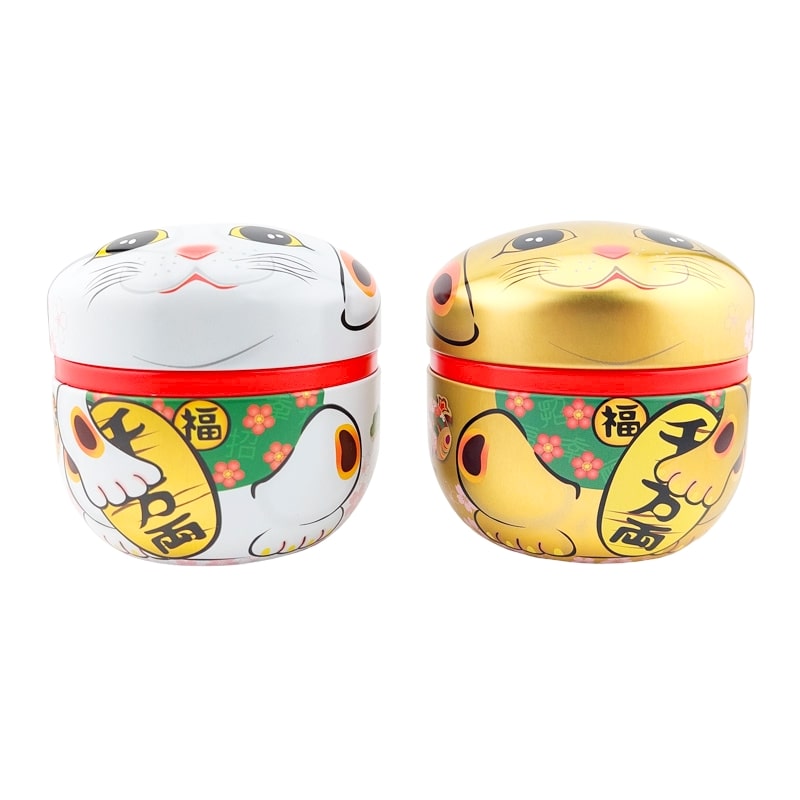 Set of 2 Metal Maneki Neko Tea Boxes