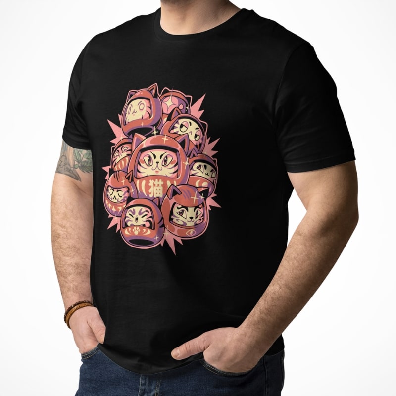 Japanese Cat T-Shirt - Daruma Cat