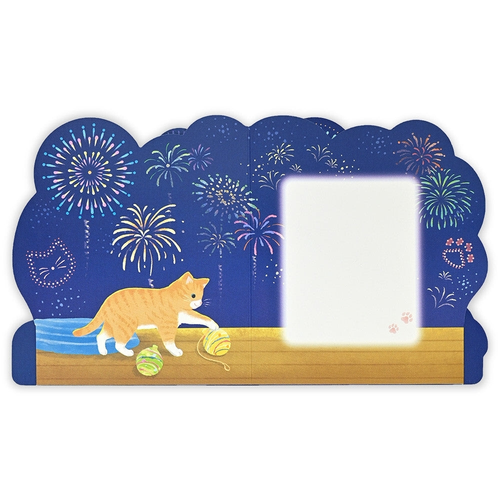 3D Japanese Card - Cats & Fireworks
