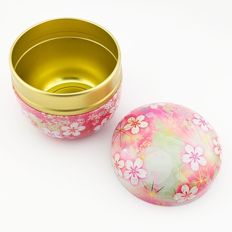 Pink Flowered Metal Tea Caddy