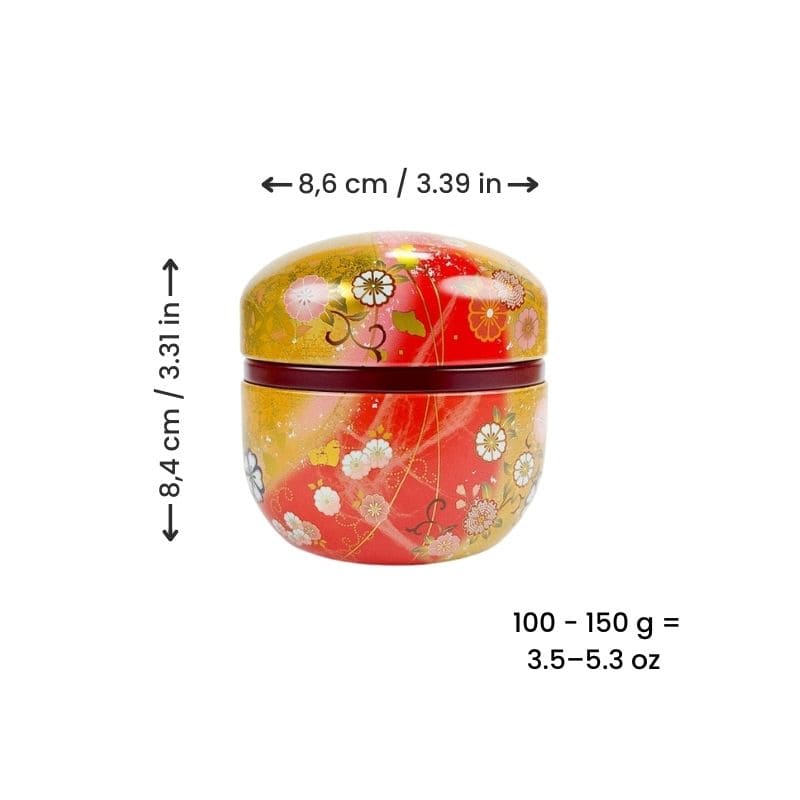 Round Tea Box - Gold & Red