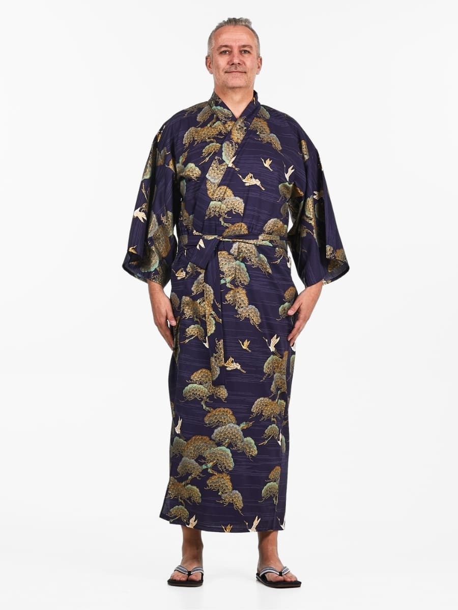 Men's Japanese Kimono - Crane & Pine