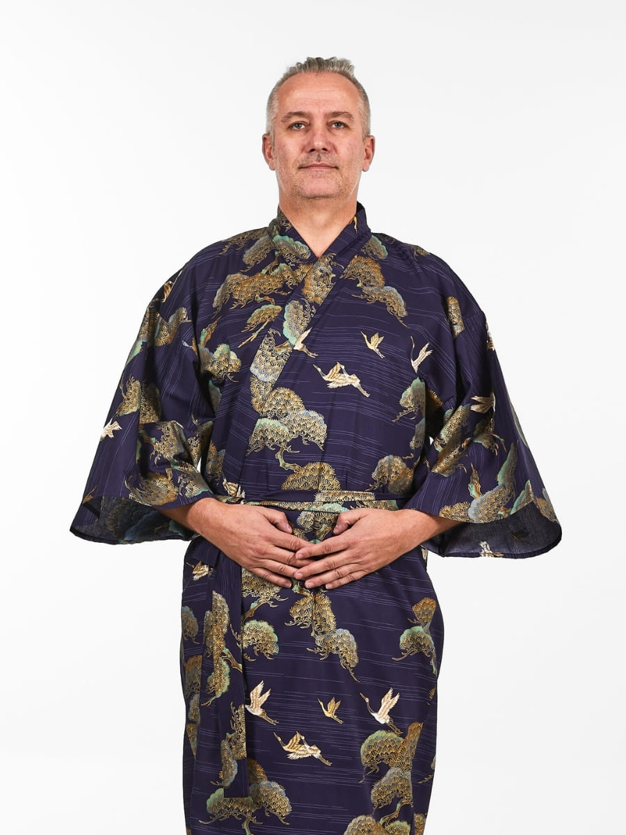 Men's Japanese Kimono - Crane & Pine
