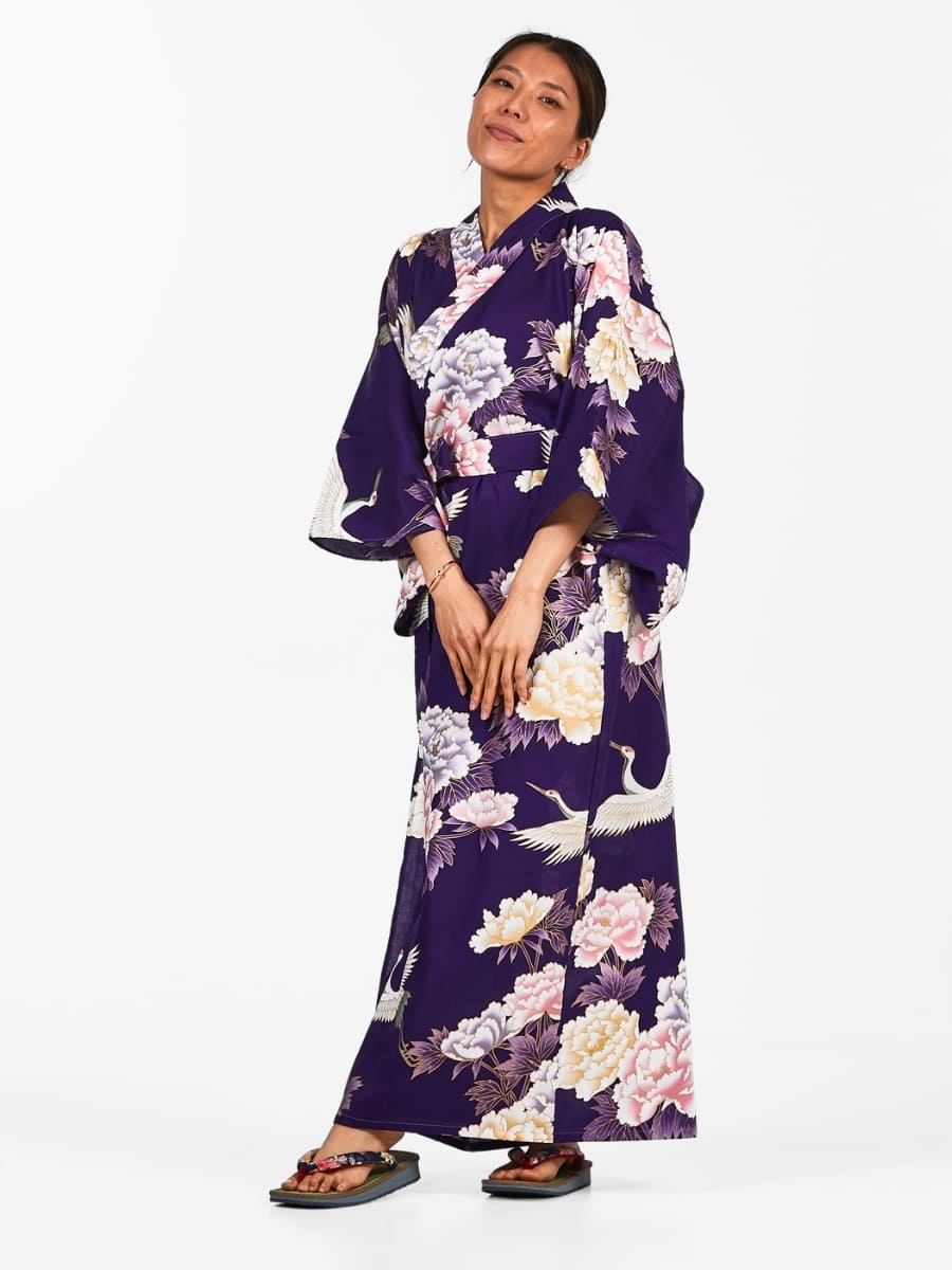 Women's Japanese Kimono - Botan to Tsuru