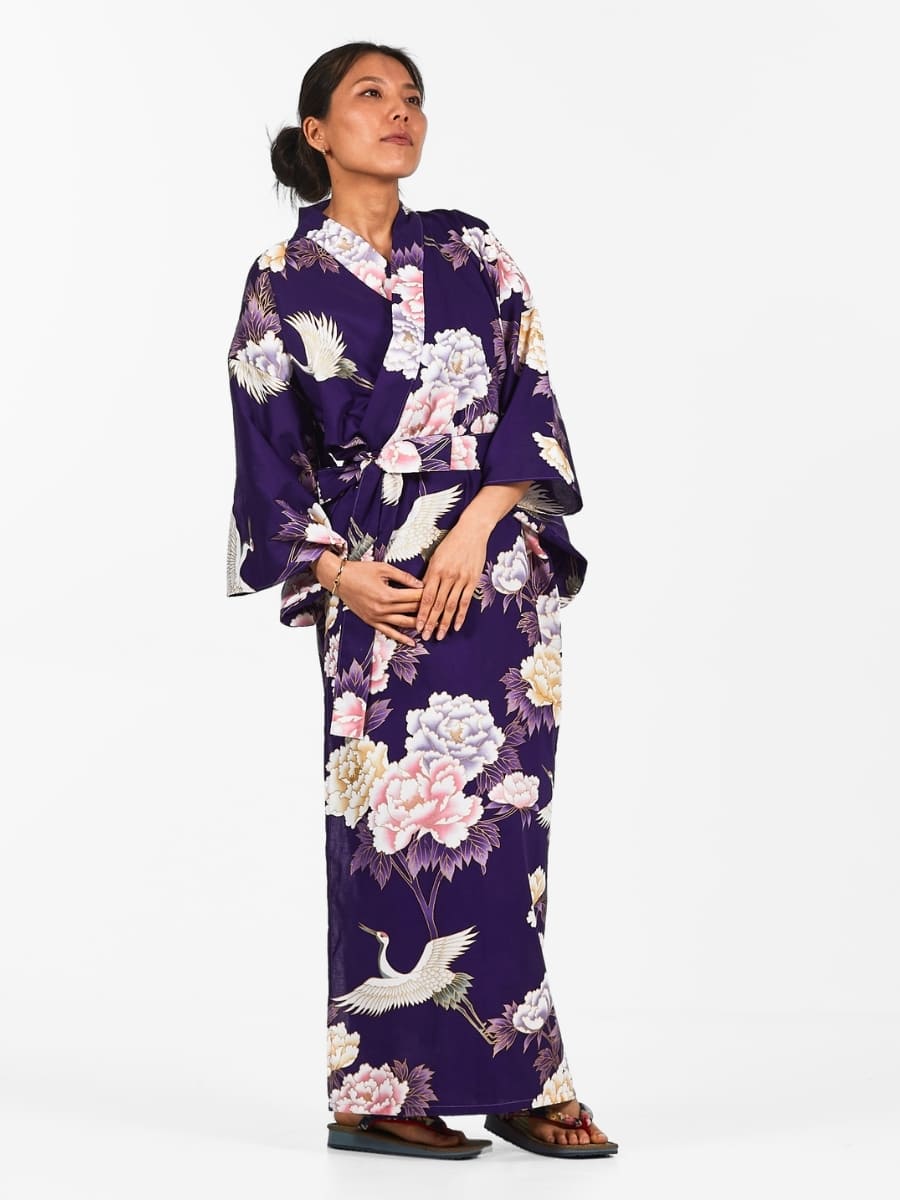 Women's Japanese Kimono - Botan to Tsuru