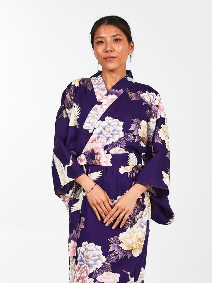 Women's Japanese Kimono - Botan to Tsuru
