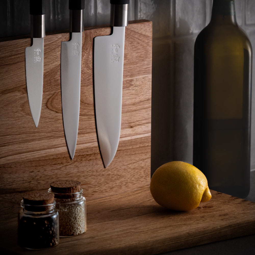 Set of 3 Japanese Knives – KAI Wasabi Black