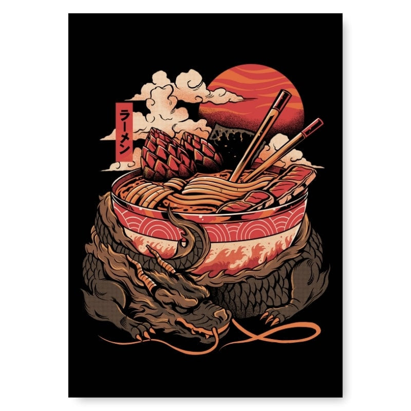 Japanese Dragon Ramen Poster - A3