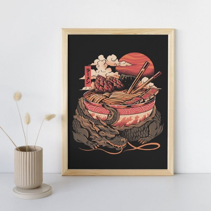 Japanese Dragon Ramen Poster - A3