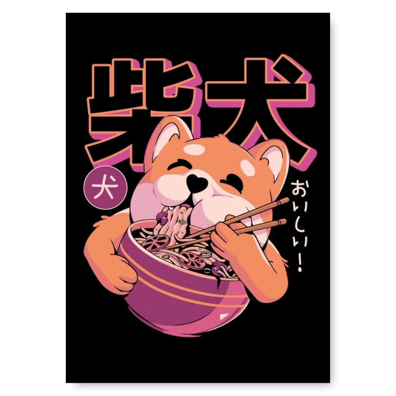 Japanese Shiba Noodle Poster - A3