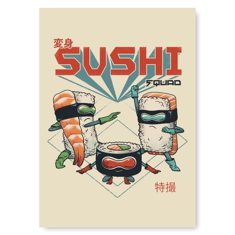 Affiche Japonaise Sushi Squad - A3
