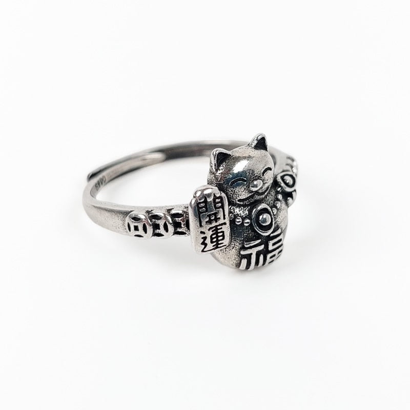 Maneki Neko Silver Ring