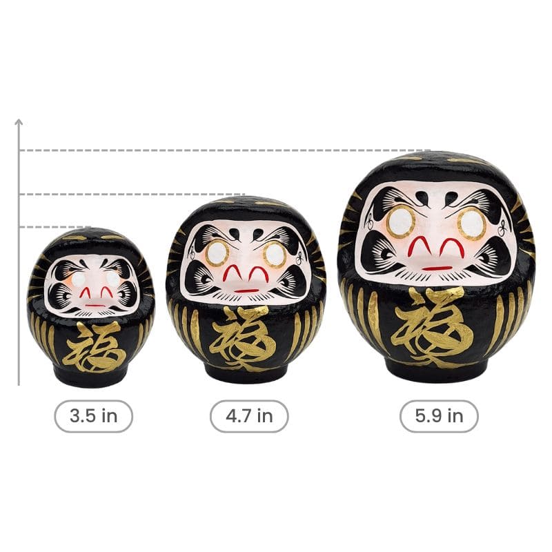 Black Japanese Daruma – 3.5” to 5.9”
