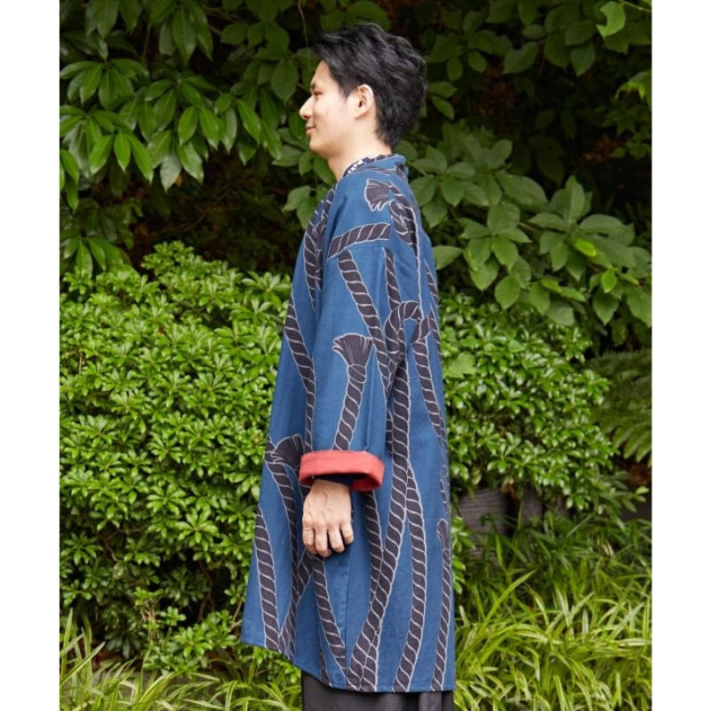 Blue Japanese Jacket for Men One Size