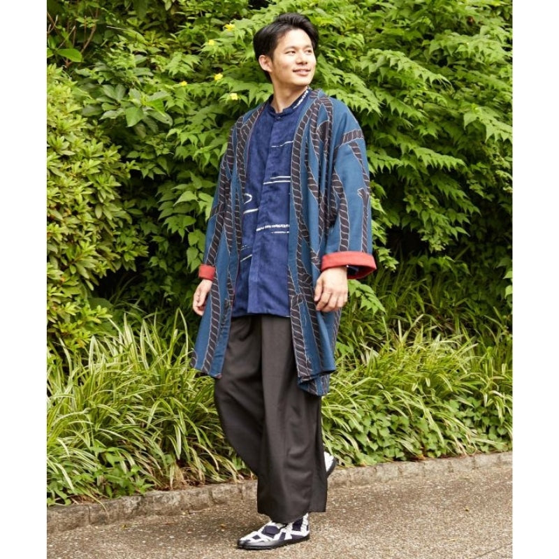 Blue Japanese Jacket for Men One Size