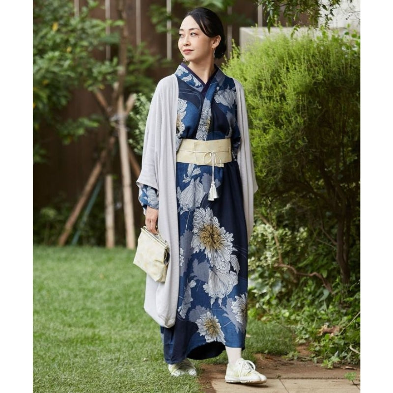 Blue Japanese Kimono Dress One Size