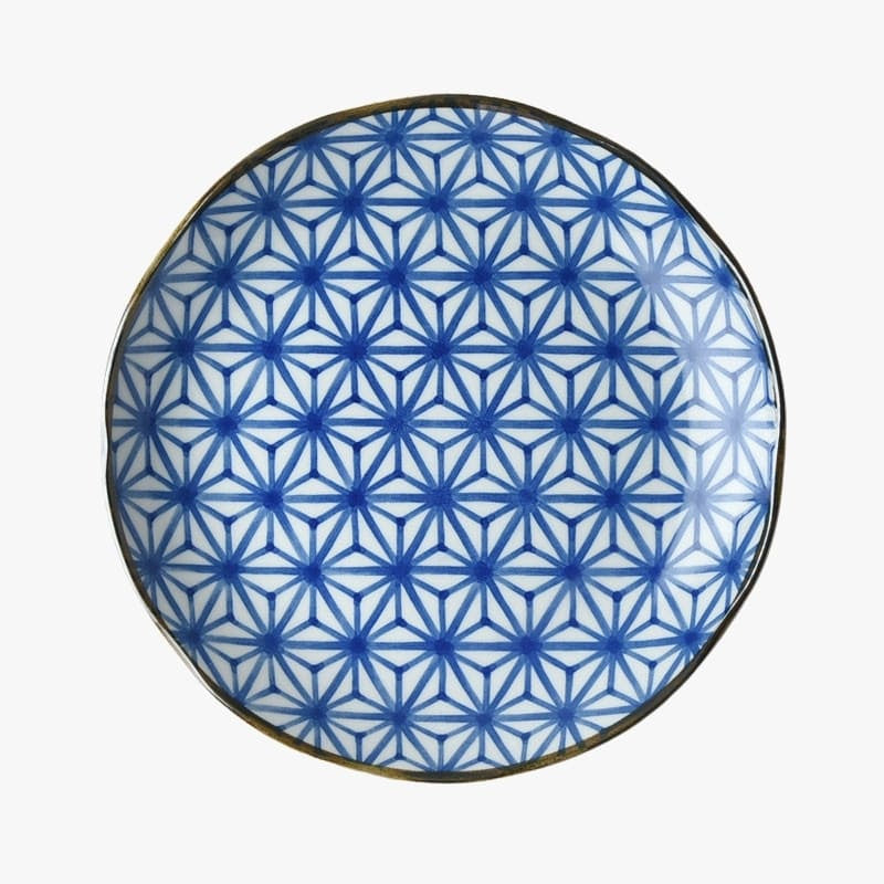 Blue Japanese Plate - Asanoha