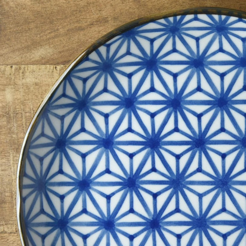Blue Japanese Plate - Asanoha