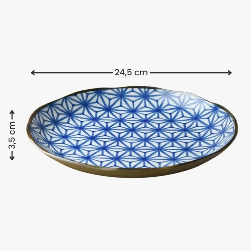 Blue Japanese Plate - Asanoha