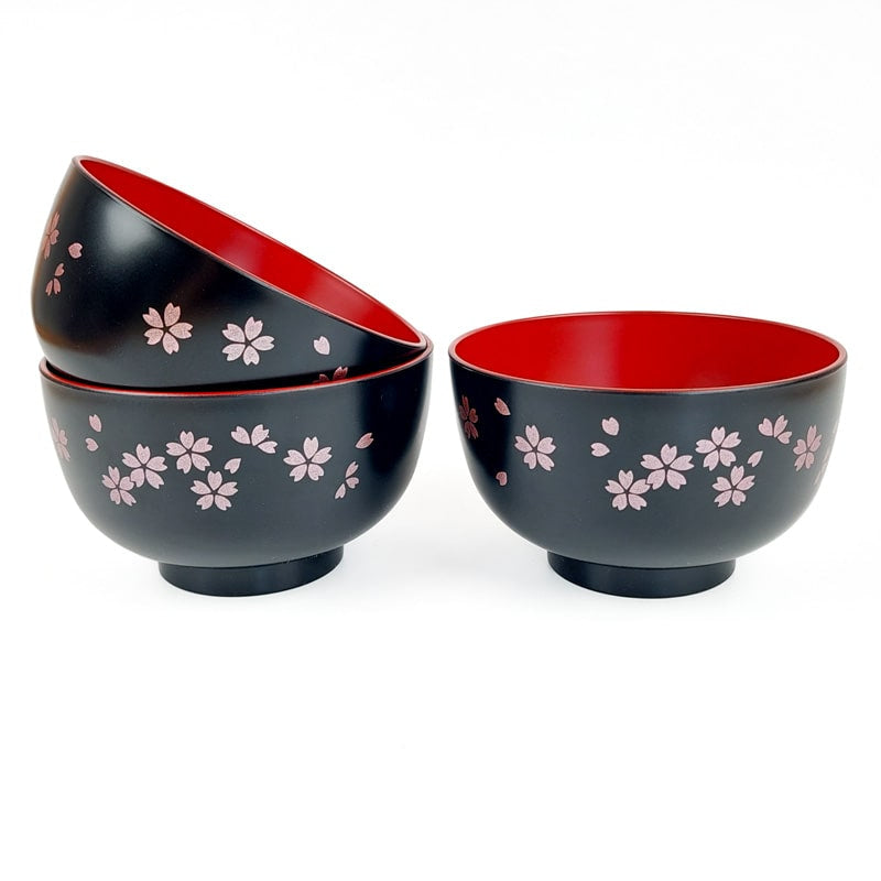 Black Sakura Japanese Soup Bowl