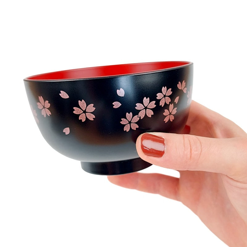 Black Sakura Japanese Soup Bowl