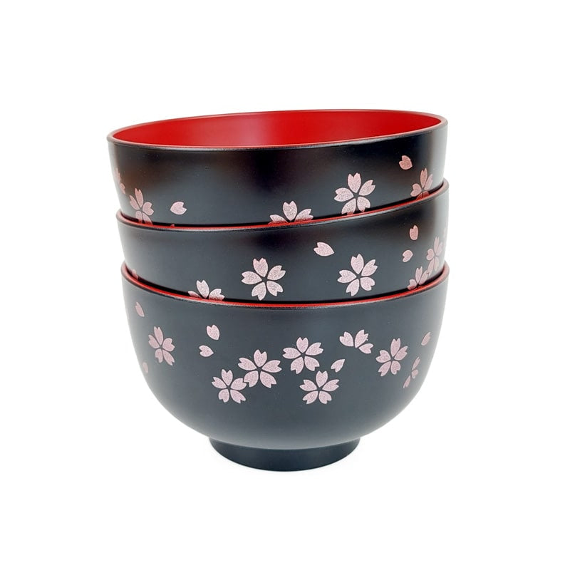 Black Sakura Japanese Soup Bowl