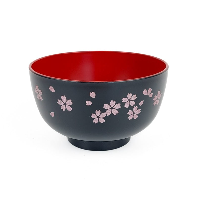 Black Sakura Japanese Soup Bowl