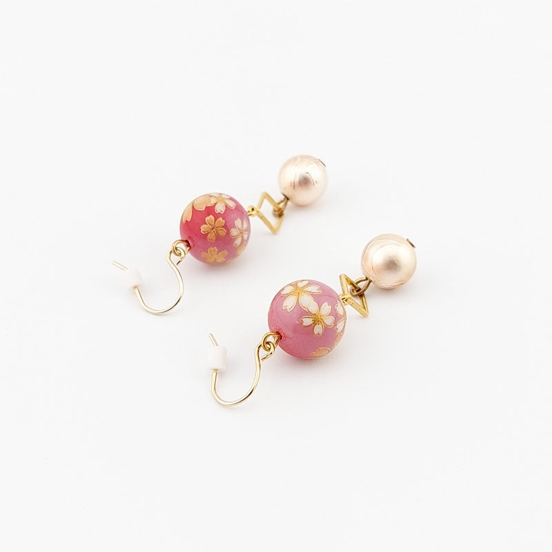 Cherry Rose Japanese Earrings