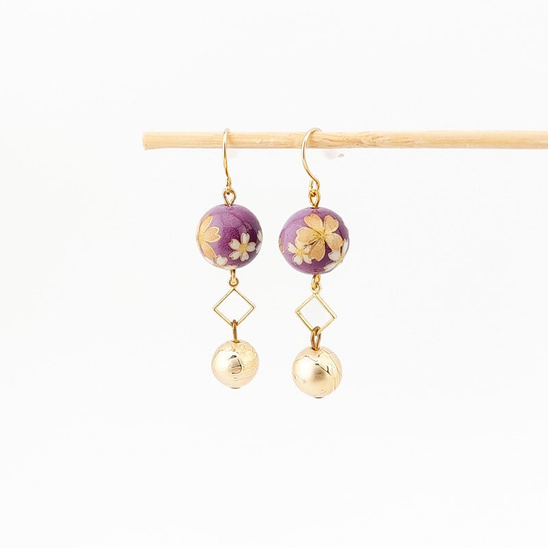 Cherry Violet Japanese Earrings