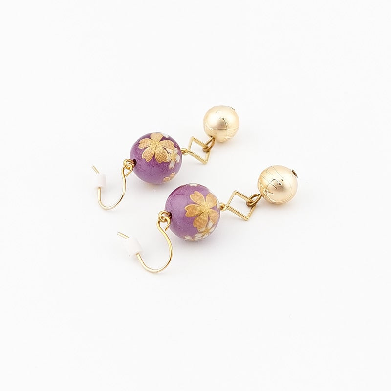 Cherry Violet Japanese Earrings