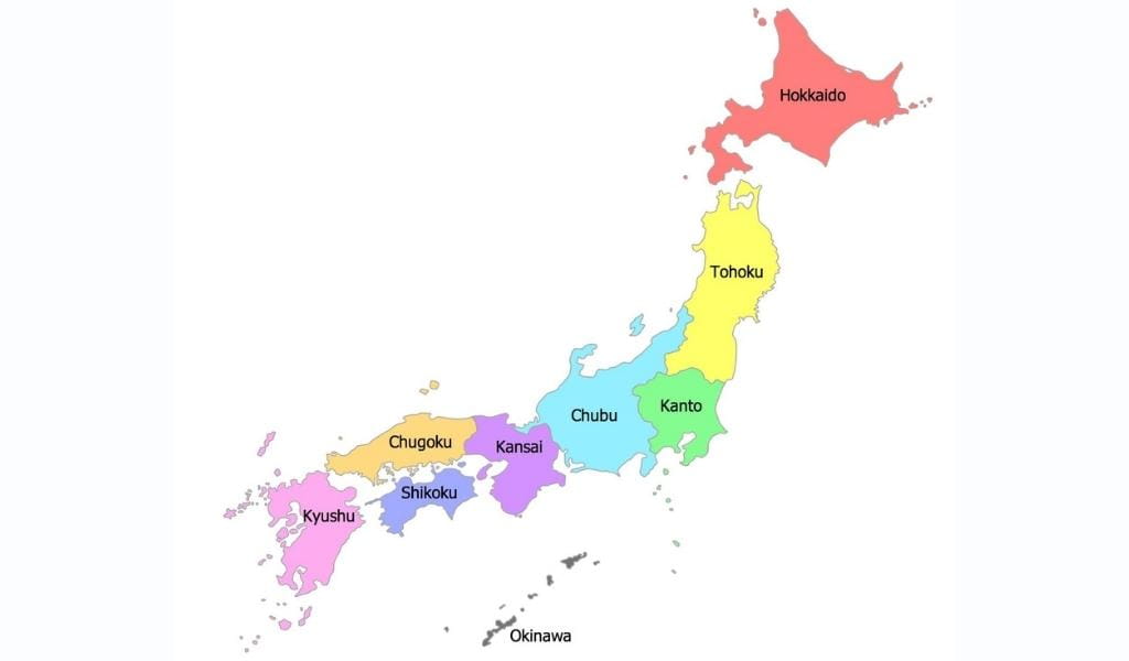map Japanese regions