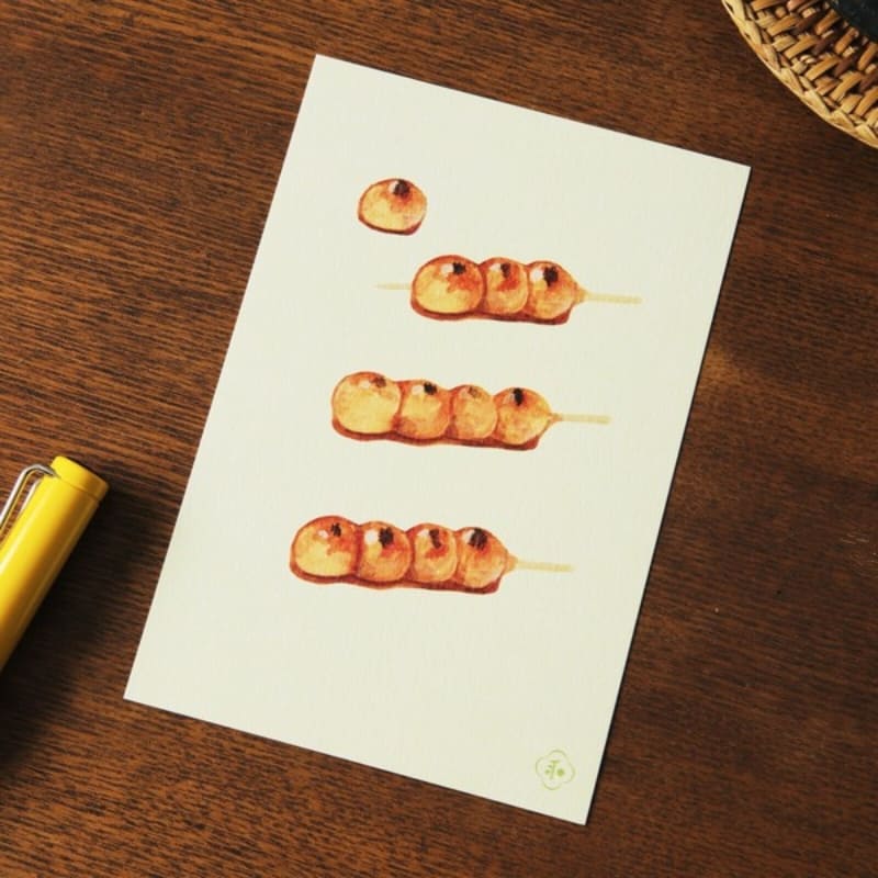 Japanese Postcard Mitarashi Dango