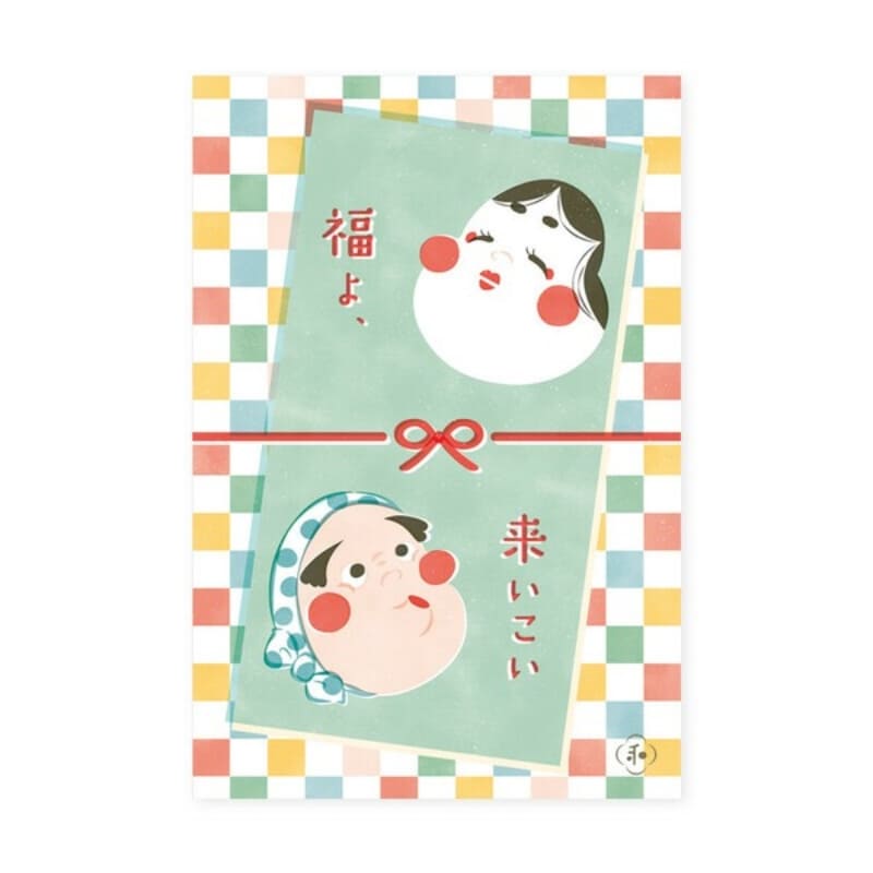 Japanese Postcard Otafuku & Hyottoko