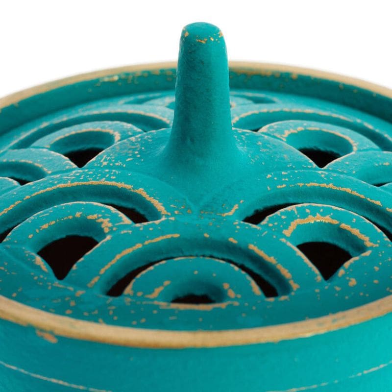 Cast Iron Incense Burner - Iwachu - Turquoise