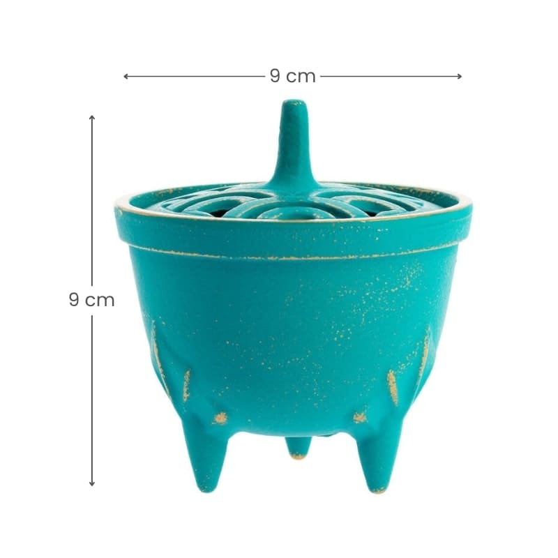 Cast Iron Incense Burner - Iwachu - Turquoise