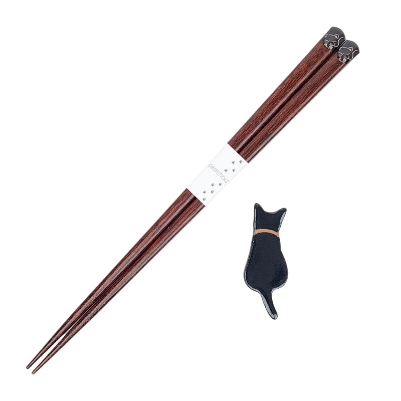 Black Cat Japanese Chopsticks Set