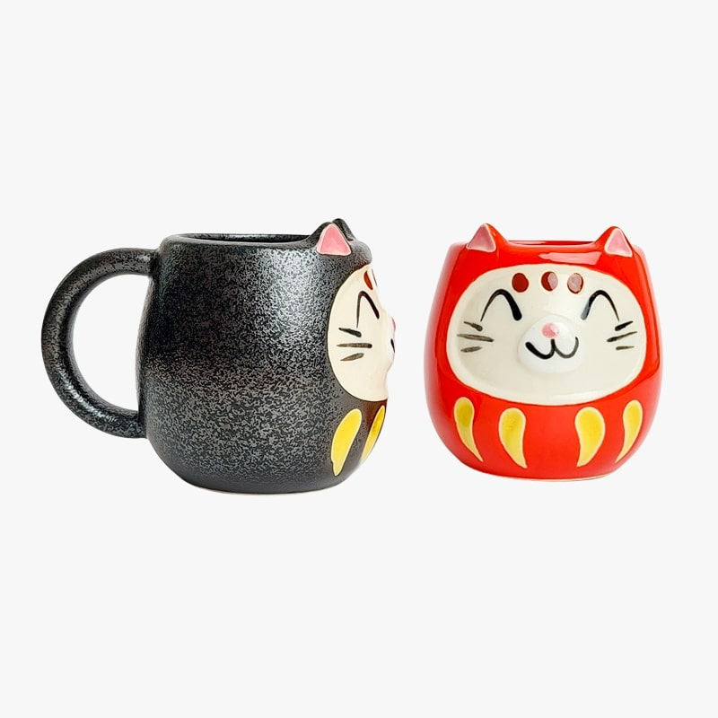 Daruma Cat Japanese Mug Set