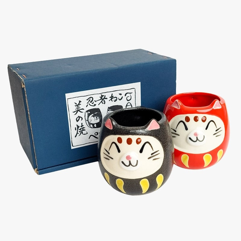 Daruma Cat Japanese Mug Set