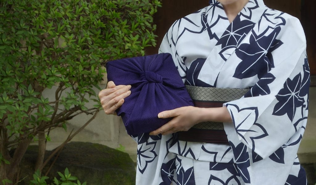blue furoshiki cloth